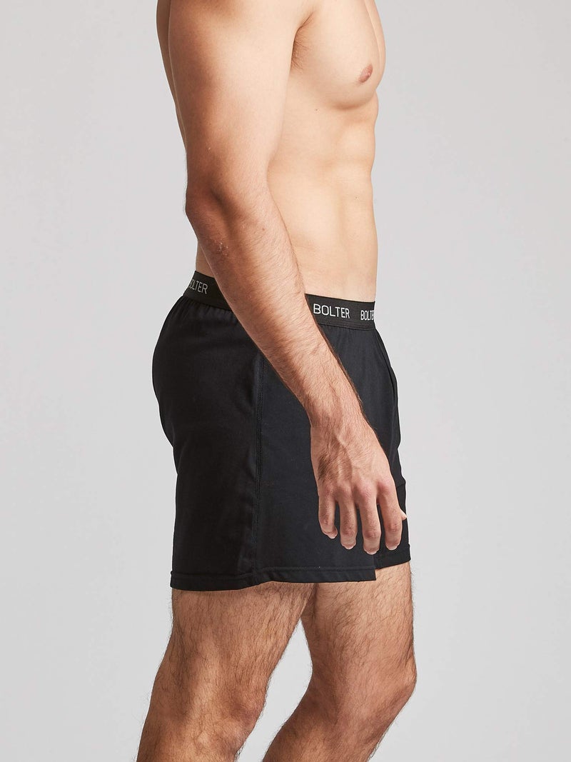 Bolter Menâ€™s 5-Pack Cotton Stretch Boxers Shorts (Large, Black) - Image 3
